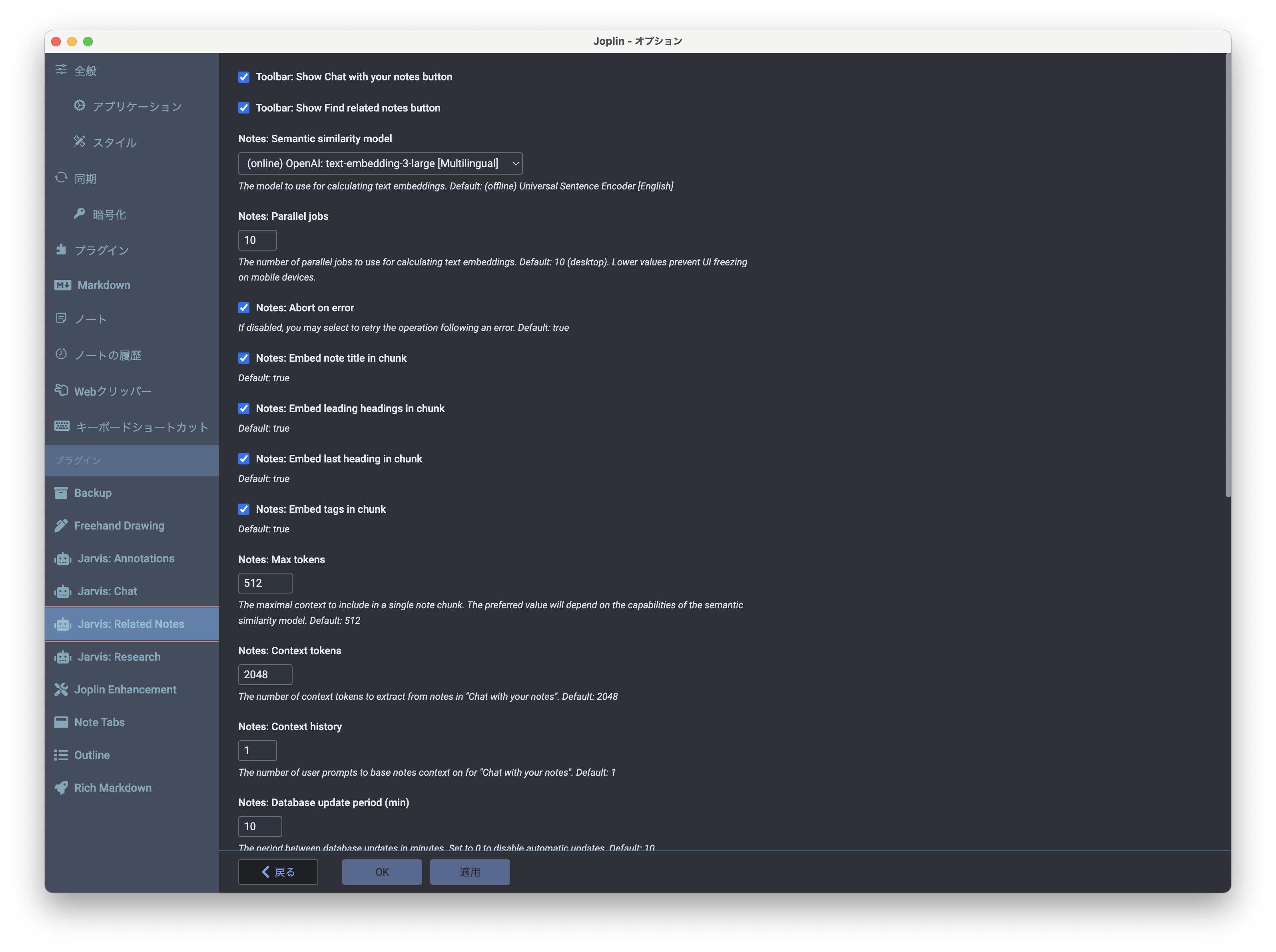 Joplin Jarvis RAG Setting